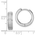 thumbnail image 2 of Primal Silver Sterling Silver Rhodium-plated Cubic Zirconia 2-row Pavé Hinged Hoop Earrings, 2 of 4