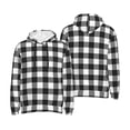 thumbnail image 6 of Bingfone Black White Plaid Men's Drawstring Hoodie Long Sleeve Pocket Sweatshirts-Large, 6 of 6