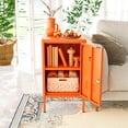 thumbnail image 4 of Single Door Lockable Metal End Table & Children's Bedside Table, 2-Tier Storage Cabinet with Adjustable Shelf, Easy Assembly Side Table for Living Room Bedroom Home Office Orange, 4 of 6