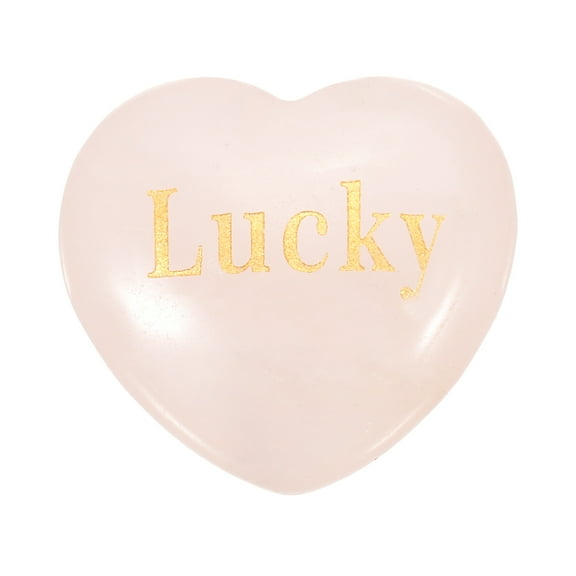 Uxcell Natural Heart Shaped Crystal Stone, 1.2" Love Worry Stone with Inspirational Words, Pocket Rock Anxiety Crystals for Women Stress Gifts Meditation, Pink(Lucky)