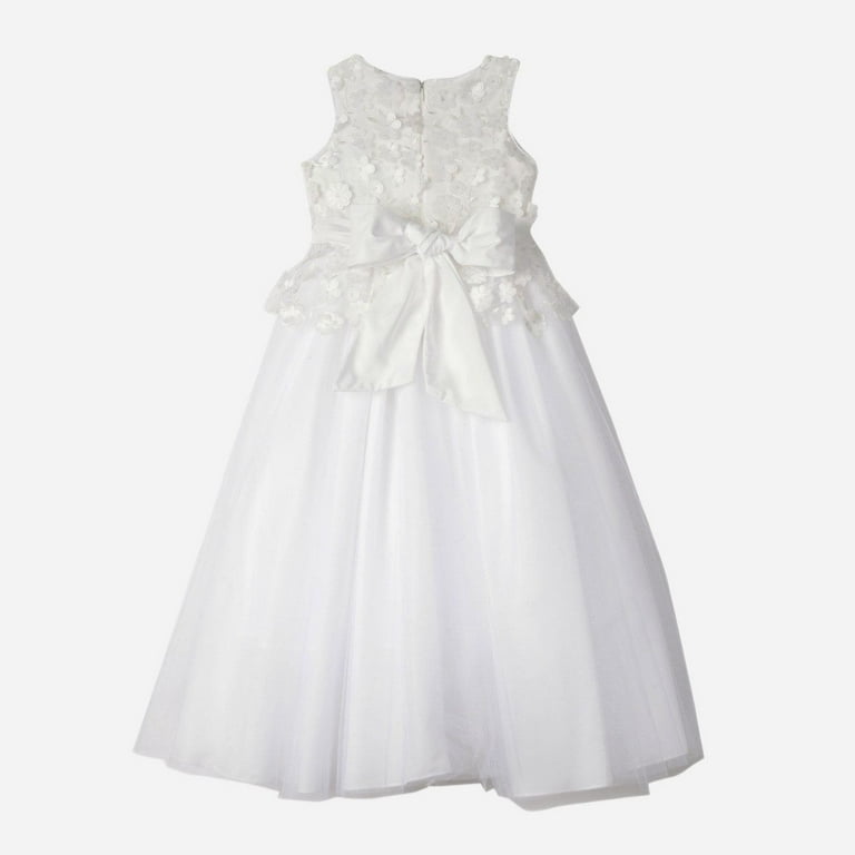 BADGLEY MISCHKA Girl's 3D Flower Pelpum Maxi Dress, White, 5 - Walmart.com