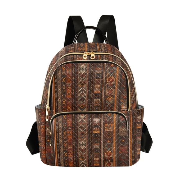 FORMRS Mini Backpack Purse for Women Quilted Travel Daypack Casual Shoulder Bag, Brown Tribal Pattern