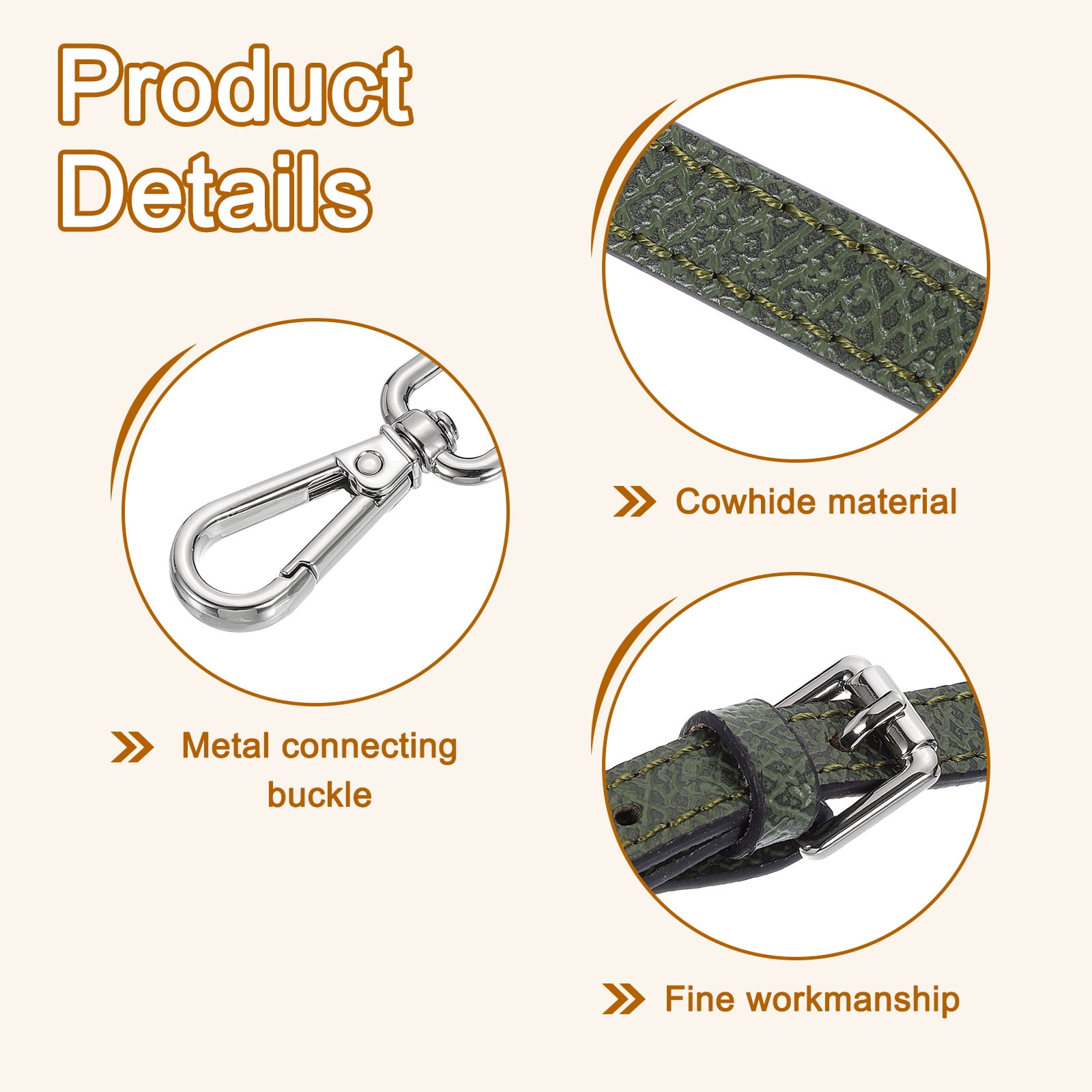 Leather Strap Kit, 95-115cm Crossbody Adjustable Leather Shoulder Strap Conversion Kit for Mini Pouch Handbags Purse Straps Crossbody, Green