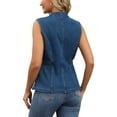 thumbnail image 3 of CHALECO DE DENIM PARA MUJER INSPIRADOR CHIC, CON BOTONES, CUELLO DE SOLAPA, CINTURA ELÁSTICA, SIN MANGAS, TAMAÑO M, AZUL OSCURO, 3 of 6
