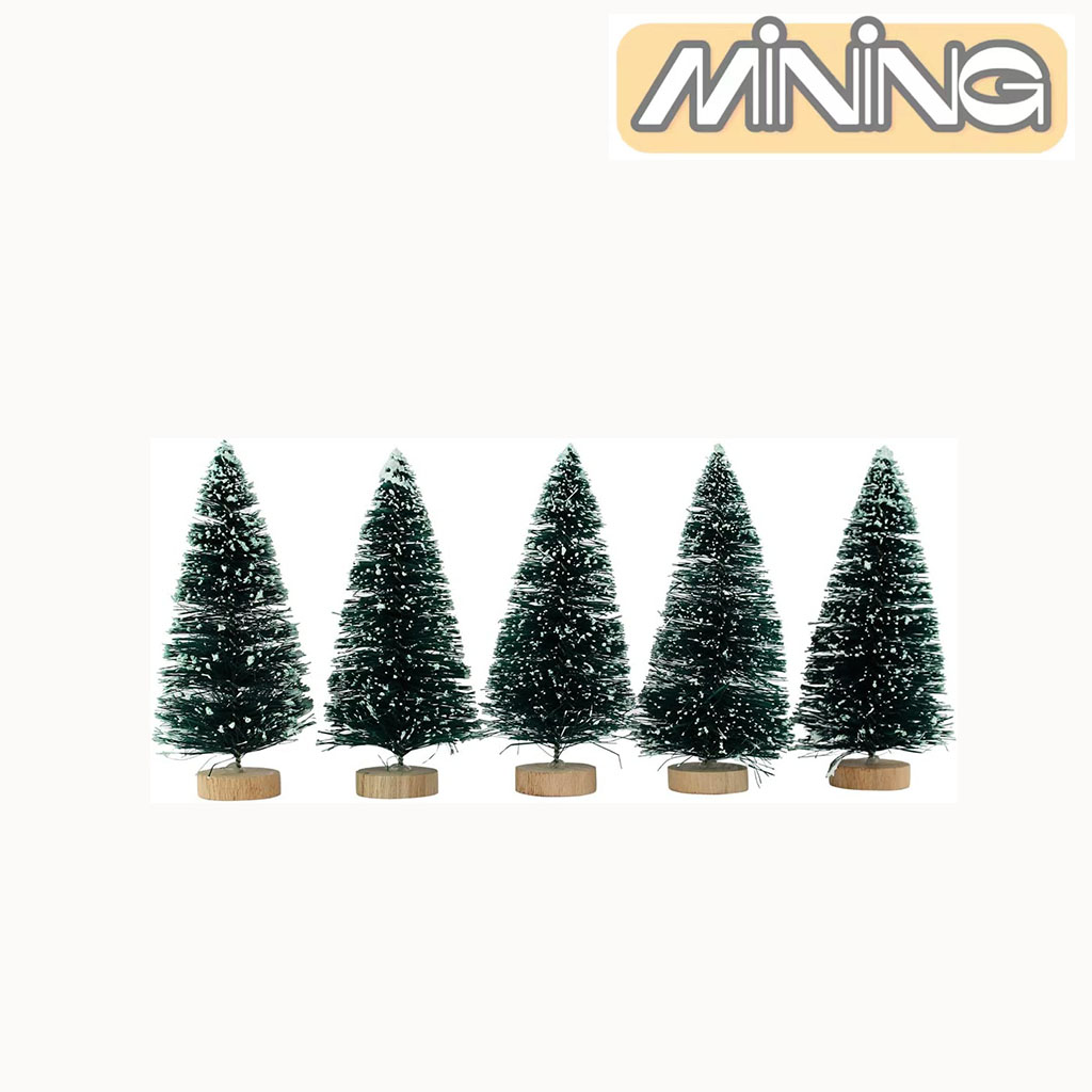 Mini Artificial Trees with Frosted Faux Snow (Set of 5) Resin