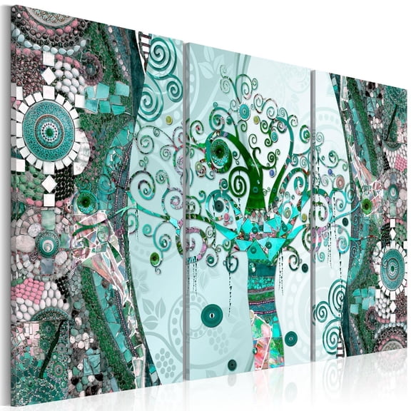 Tiptophomedecor Abstract Canvas Wall Art - Emerald Tree - Stretched & Framed Ready To Hang Art