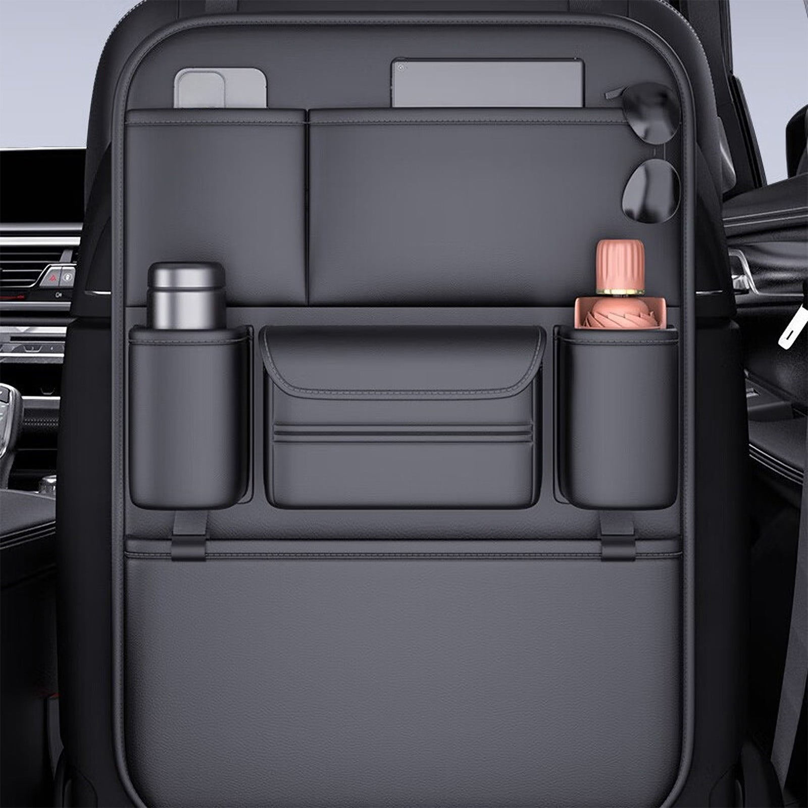 Bxaolu Premium Backseat Organizer, Heavy Duty Waterproof and Stain Resistant Kick Mats Back Seat Protector, Durable Backseat Car Organizer with Tablet Holder+Storage Pockets[1Pack]