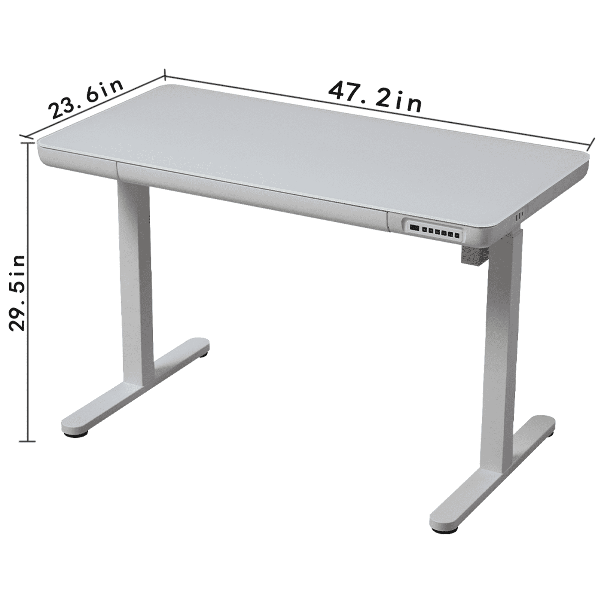 KOWO K302 Adult Tempered Glass Electric Height Adjustable Standing Desk with Drawer, 23.6 in x 47.2 in, White, 1 Pack