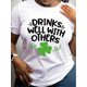 thumbnail image 2 of St. Patrick'S Day 'Drinks Well with Others' Green Four-Leaf Clover Women'S T-Shirt- Casual& Comfortable Polyester Blend, Short Sleeve, Round Neck, Machine Washable Tee For Adult, Men, Women, Teen, Te, 2 of 7
