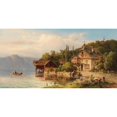 thumbnail image 2 of Anton Hugo Ullik 18x11 Black Ornate Wood Framed Double Matted Museum Art Print Titled - Washerwomen on the Lake Shore, 2 of 5
