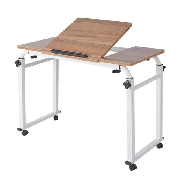Adjustable Overbed Table With Wheels, Rolling Mobile Computer Desk Table Cart