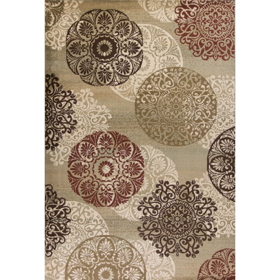 5'x8' Sage Green Machine Woven Floral Medallion Disk Indoor Area Rug