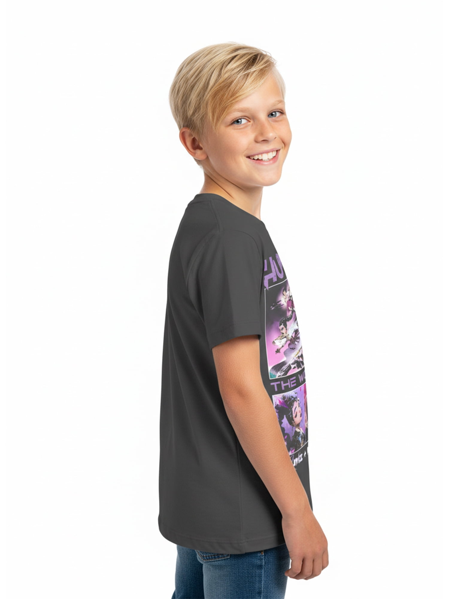 Kpop Demon Hunters Boys' Graphic Tee with Short Sleeves, Huntrix Trio, Sizes 4-18