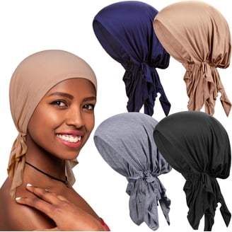 4 Pack Pre Tied Chemo Headwear Cotton Turbans for Women Patients Pre Tied Chemo Head Scarf~women main image 3
