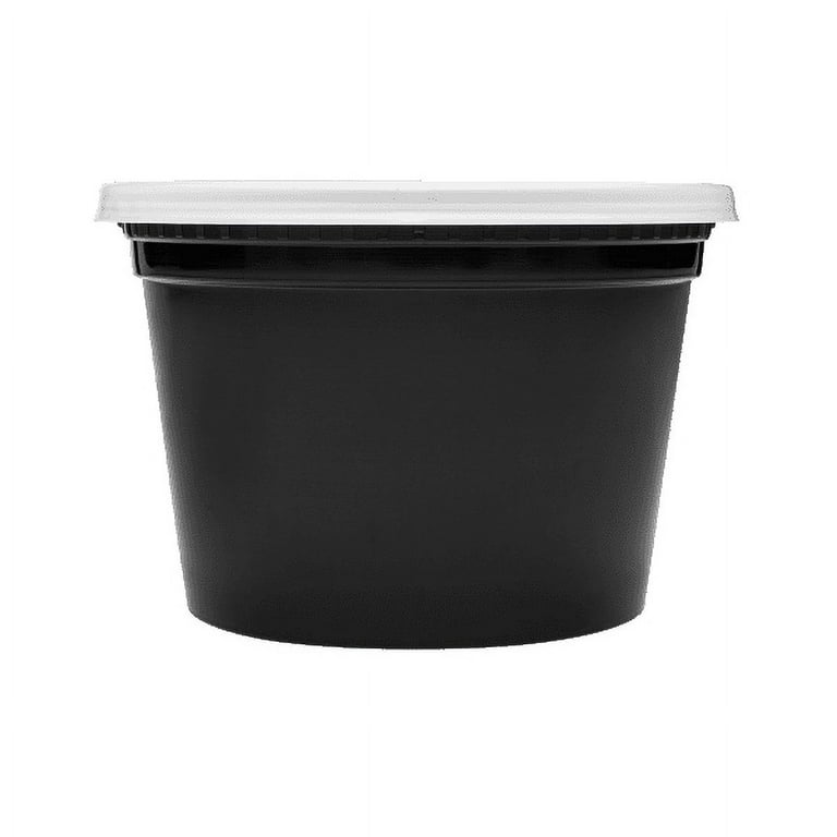 38oz Round Black Container with Lid 150 sets – Zakarin Paper Goods & Garden  Center