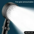thumbnail image 2 of 5 Mode Adjustable High Pressure Shower One-key Stop Water Massage Shower Head Water Saving Black Shower Bathroom Accessories (Black Holder), 2 of 7