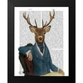 thumbnail image 2 of Fab Funky 12x14 Black Modern Framed Museum Art Print Titled - Distinguished Deer Portrait, 2 of 5