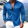 thumbnail image 6 of TKKCS Mens Glossy Satin Dress Shirts- Long Sleeve Lightweight Business Casual Button Down Lapel Wedding Shirts with Chest Pocket Sky Blue Size XL, 6 of 6