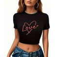thumbnail image 5 of fatyb Women's Crop Graphic Tees Short Sleeve Print Slim Tops Round Neck Casual Womens Summer T-Shirts, 5 of 5