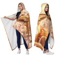thumbnail image 2 of Cozy Plush Cute Fox Wearable Blanket Hoodies for Bedding Couch Floral Garden Red Foxes Hooded Blankets for Women Men Adults Fox Lovers Decor Birthday Gifts 60×80 Inch, 2 of 5