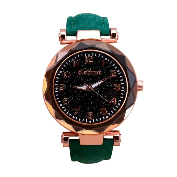 Reloj de cuarzo para mujer, relojes para mujer, reloj de cuarzo informal de moda para mujer, reloj con esfera brillante y correa de cuero.