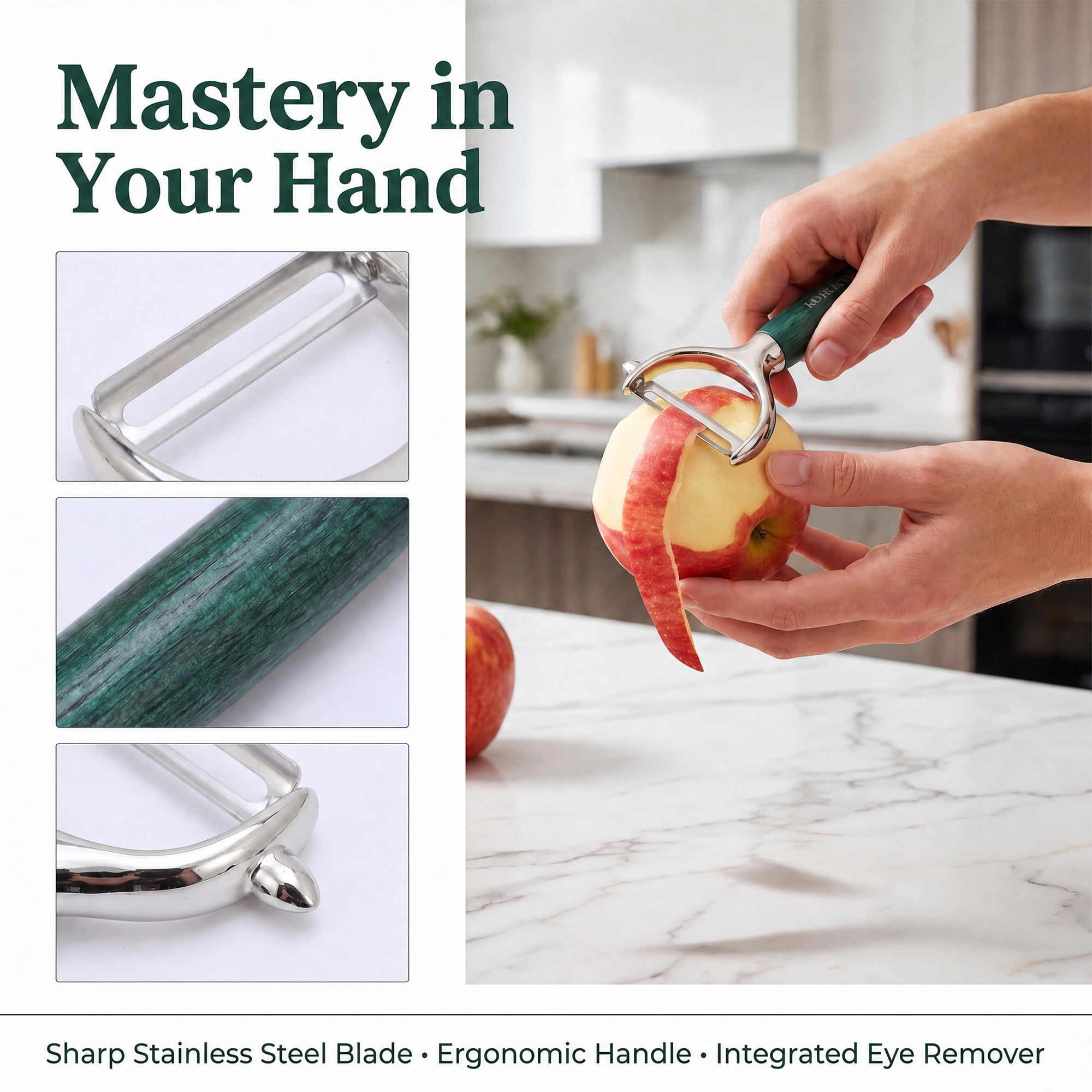 Unique Bargains Stainless Steel Ergonomic Peeler with Hang Handle Gold-2 6.6" x 2.8"