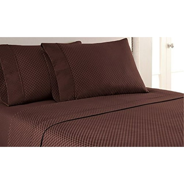 Pentagon Collection 1800 Series Wrinkle Resistant Embossed Sheet Set (King, Brown)
