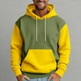 thumbnail image 5 of QHRMKOG Men's Pullover Hoodies Casual Color Block Hooded Sweatshirts Loose Fit Long Sleeve Drawstring Hoodies Autumn Warm Tops with Pockets Yellow 2XL, 5 of 5