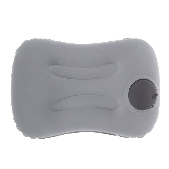Light Grey Inflatable Travel Pillow for Airplanes with Ergonomic Waist Support and Flocking