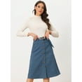 thumbnail image 2 of DARING DIVA Women's A-Line Button Front Belted Midi Skirts M Blue, 2 of 6