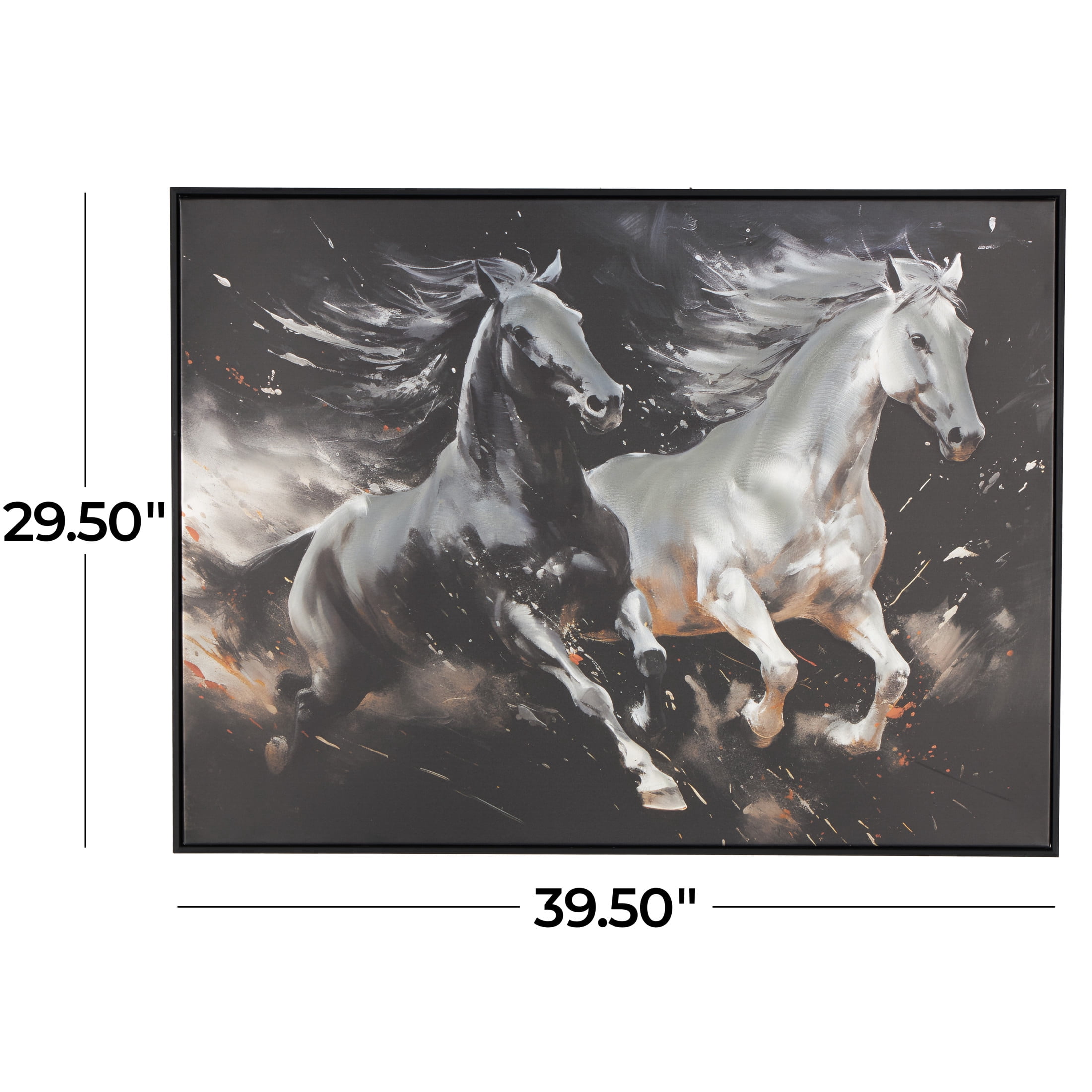 40" x 30" Running Horse Framed Wall Art with White and Orange Accents, by DecMode