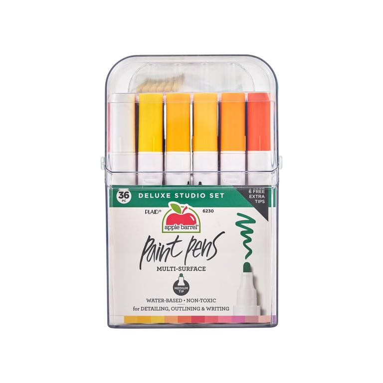 simple essentials deluxe tobacco Apple Barrel Multi-Surface Paint Pens Deluxe Studio Set, Medium Tip, 36 Piece, Size: 36 pc