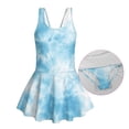 thumbnail image 6 of COEQINE Pretty Swim Dress for Girls, One Piece Bathing Suit with Flowy Skirt, for Pool, Vacation & Summer Camp, Scoop Neck & V-Back Swimsuit, Sizes 3-4, Blue Tie-dye Print, 6 of 8