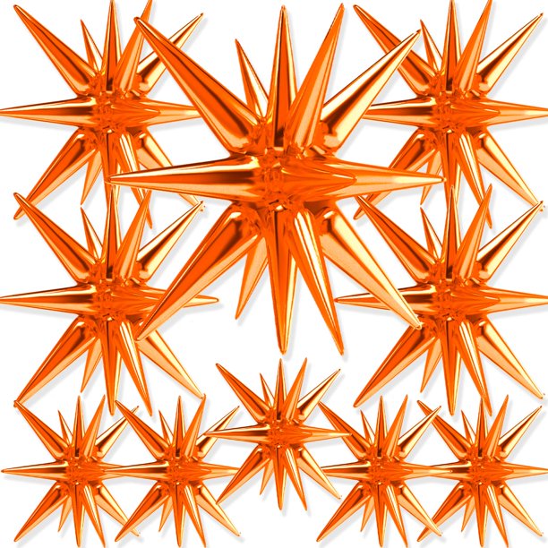 Globos con forma de estrella PartyWoo, color naranja, 10 unidades, diferentes tamaños