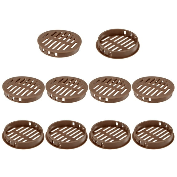 Uxcell 10-Pack Round Soffit Vents, 60mm/2.4 Inch Plastic Air Vents Grille Circular Soffit Vents Cover for Bathroom Home/ Office/Kitchen/Cabinet/Wardrobe [Brown]