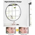 thumbnail image 4 of 20 - pulgada negra round metal - framed hd eco - friendly wall mirror para entrada, bathroom vanity, sala de estar, y hallway, easy to install, 4 of 7