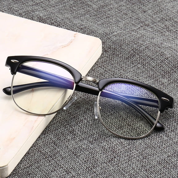 Men's Blue Light Blocking Glasses with Metal PC Frame Versatile Flat Lens Eyewear Black Framed Gold Frame and Black