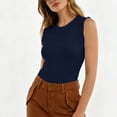thumbnail image 4 of Asxite Tank Tops for Women Sleeveless Solid Color Round Neck Ruffle Ribbed Knit Casual Blouse, 4 of 4