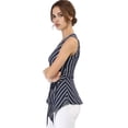 thumbnail image 4 of Blusa Top A Rayas Con Lazo En La Cintura Cuello En V Sin Mangas Para Mujeres Azul XL, 4 of 6