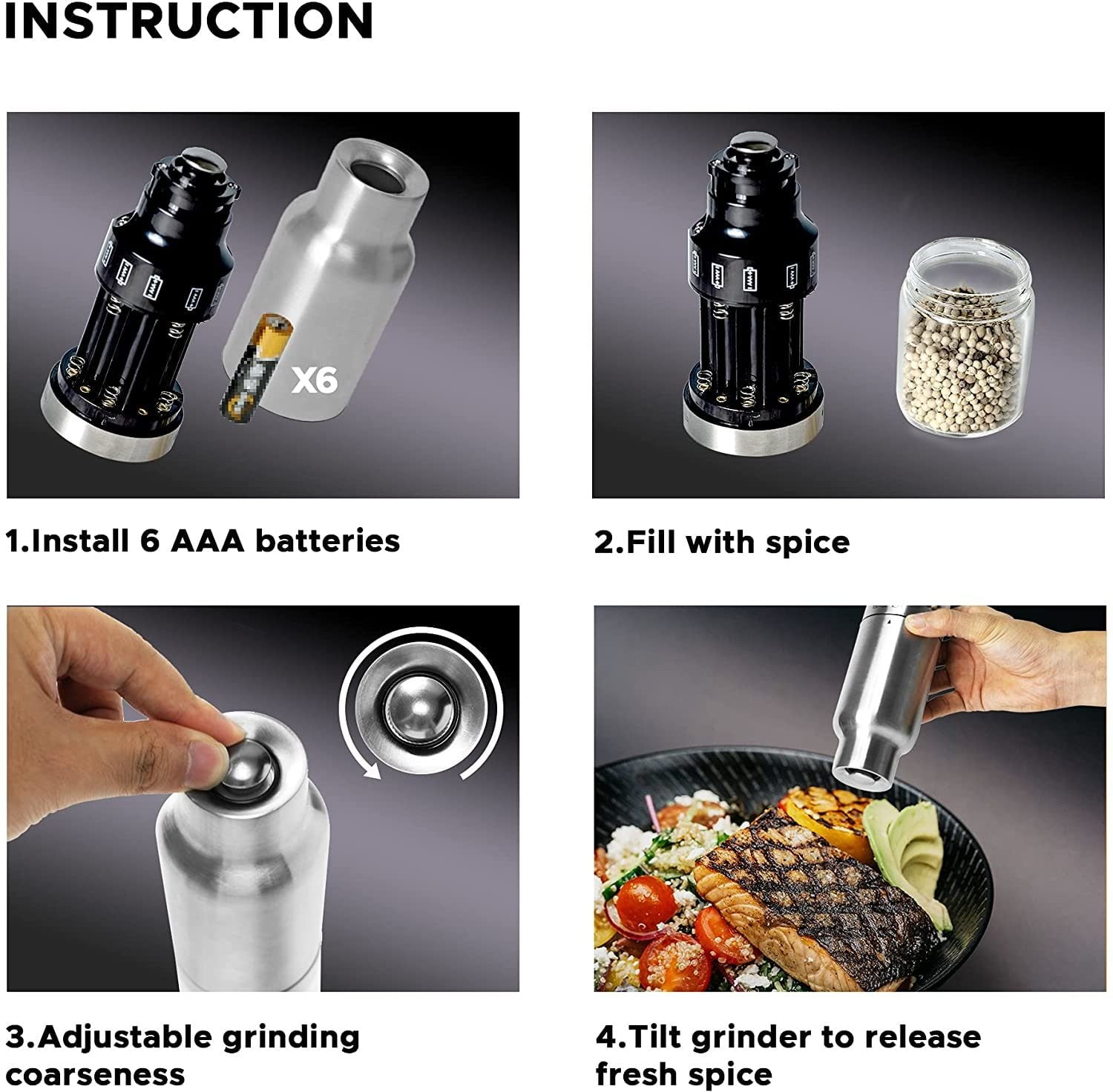 Gravity Electric Salt and Pepper Grinder Set