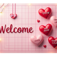 thumbnail image 4 of Welcome Banner Backdrop Decorative Pink Bows Romantic Valentines Day Hearts String Lights Party Wedding Anniversary Celebration Photo Props Poster Background, 4 of 4