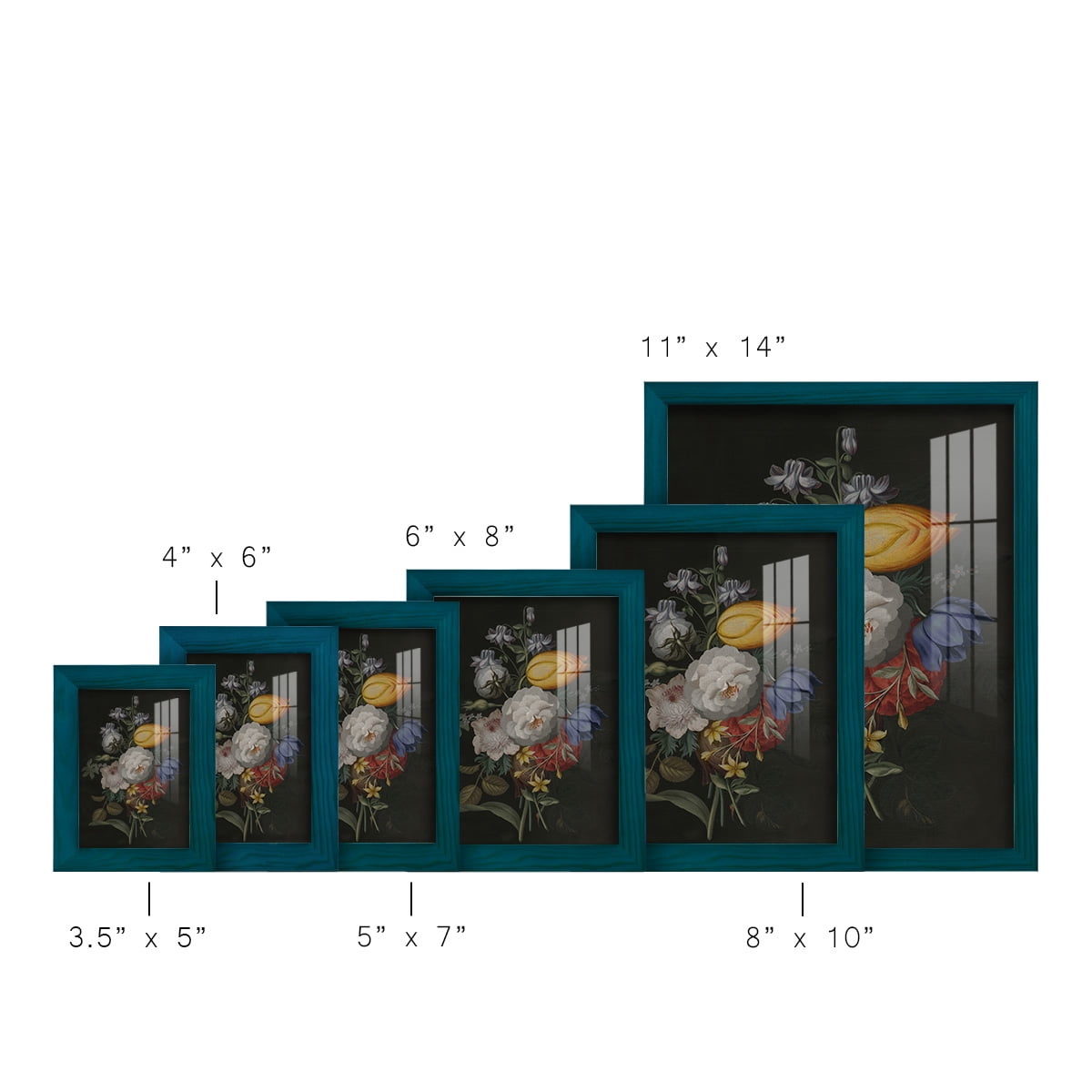 Dramatic Bouquet III -Framed Print w/glass-Ocean Blue