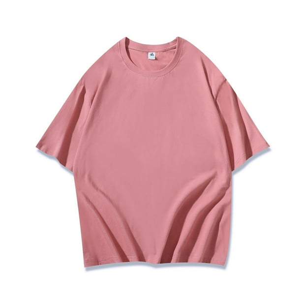 pstuiky Camisa de manga corta para hombre, Camisa informal de manga corta con cuello redondo y estampado de cera lavada de color liso para hombre camisas casuales para hombre l