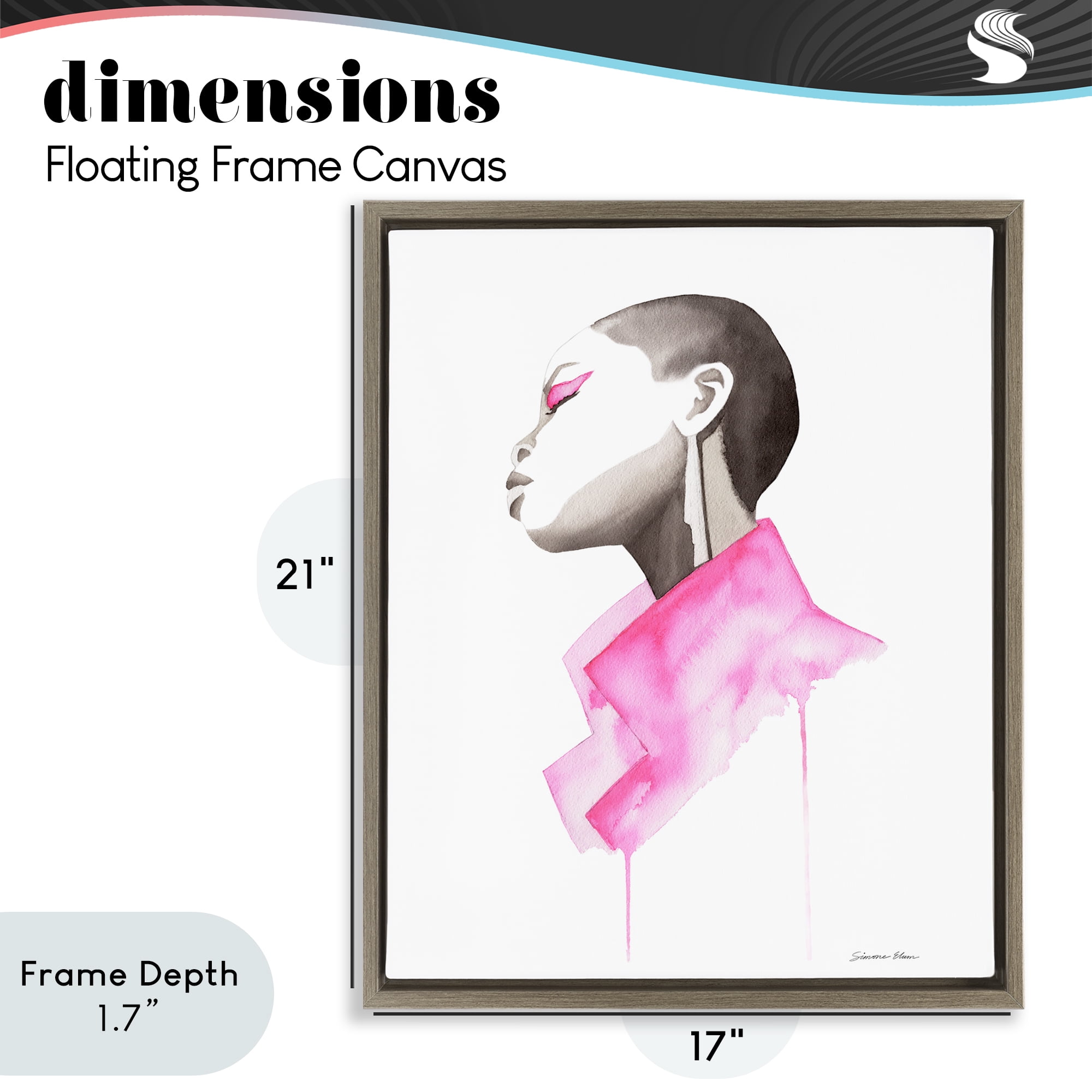 Stupell Industries Pink Jacket Elegance Portrait Brown Framed Floater Canvas Wall Art, design by Simone Elum