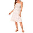 thumbnail image 1 of Vestido Floral de Tirantes Finos con Bolsillos para Mujeres Chic de Verano XL Beige, 1 of 6