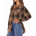 thumbnail image 4 of UVN Plaid Shirt for Women Oversized Flannel Long Sleeve Shirts Casual Button Down Blouse Tops with Pockets, 4 of 8