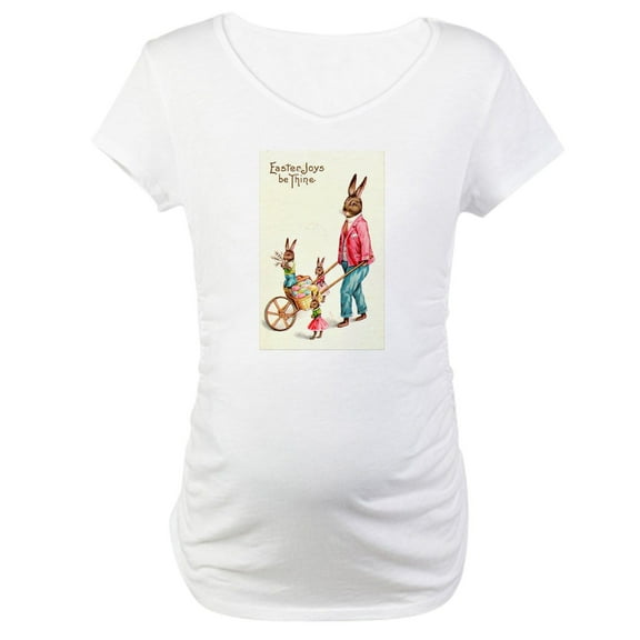 CafePress - Vintage Easter Card Maternity T Shirt - Cotton Maternity T-shirt, Cute & Funny Pregnancy Tee