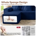 thumbnail image 5 of Modern Right Chaise Lounge Chair, Blue Boneless Corduroy Couch with Right Ottoman for Small Spaces, Compact Apartments, or Living Rooms, No Assembly Required, 5 of 10