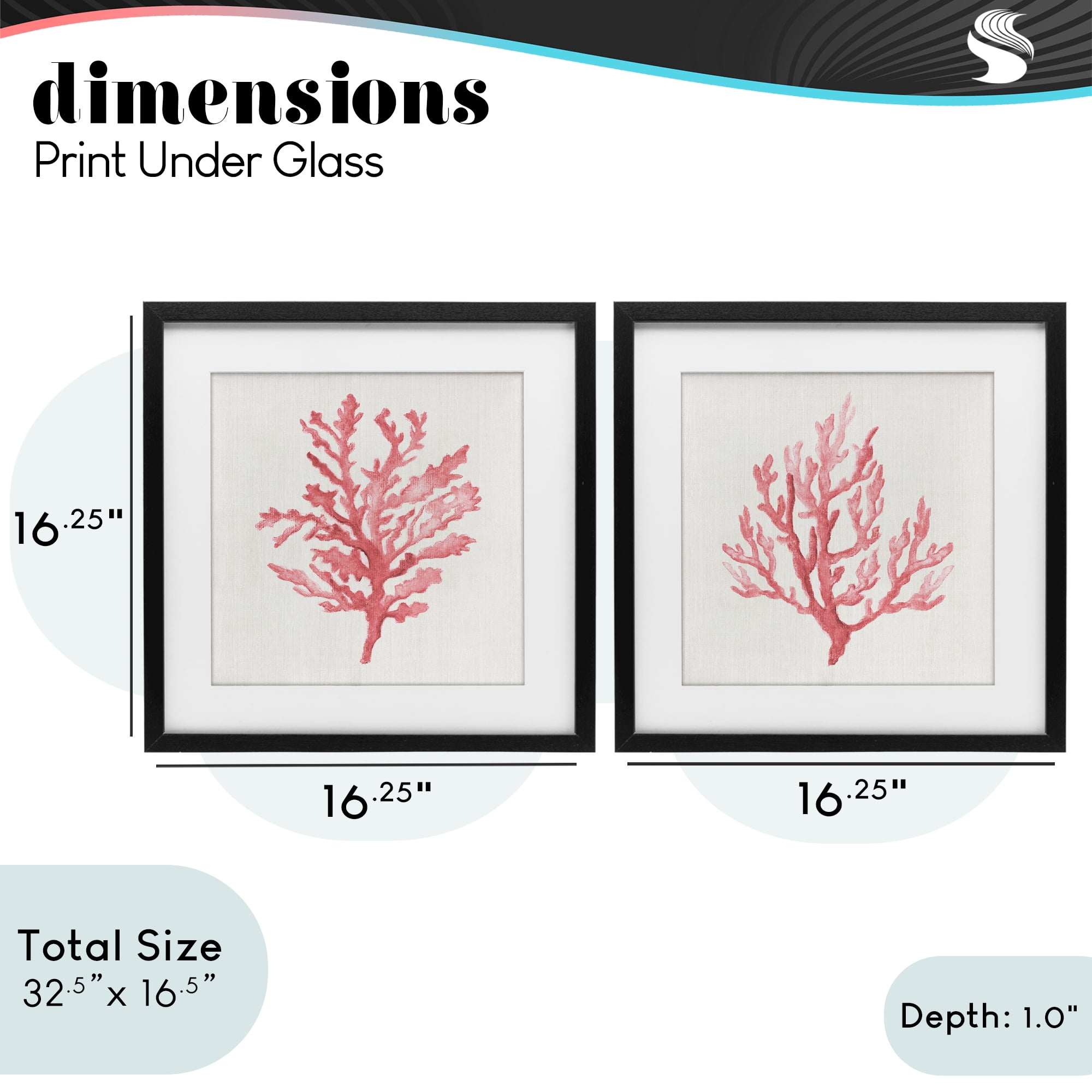 Stupell Industries Rosy Pink Coral Branches 2 Piece Black Framed Print Under Glass Set, design by Janet Tava
