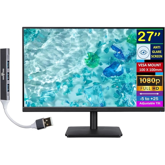 Acer Vero V7 V277 27" FHD IPS 1920x1080 4ms Anti-Glare Monitor w/DKZ Hub, 2-Pack